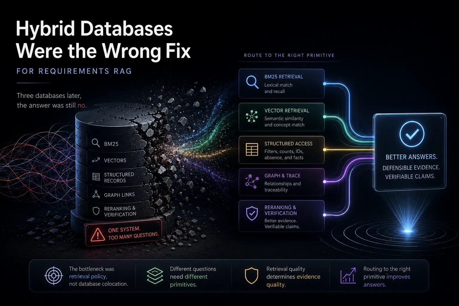 Hybrid database replacement experiment for requirements RAG